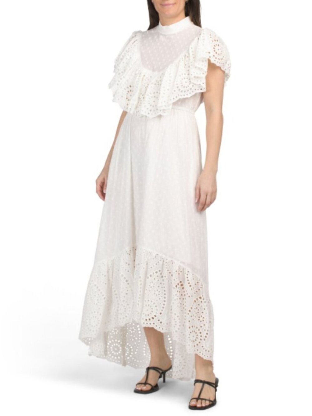 SOLITAIRE Eyelet Tiered Maxi Dress